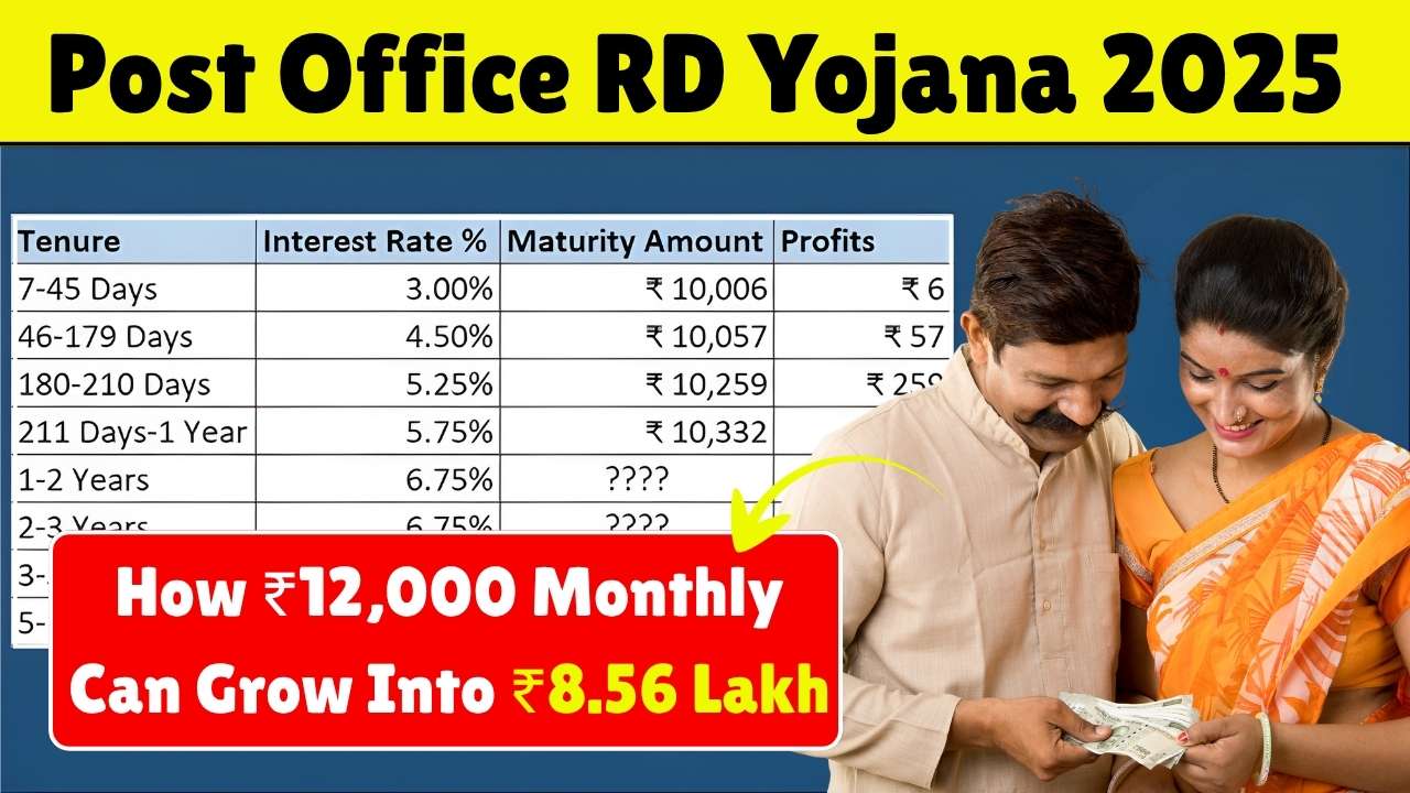 Post Office RD Yojana 2025: How ₹12,000 Monthly Can Grow Into ₹8.56 Lakh